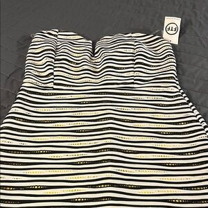 Elle Black and White Strapless Dress